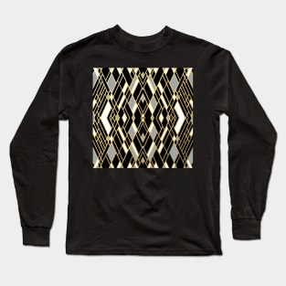 Art Deco Grey Zoom Gold Long Sleeve T-Shirt